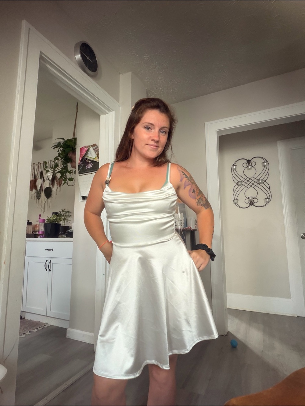 Windsor Ivory Satin Party Mini Dress - Picture 1 of 10